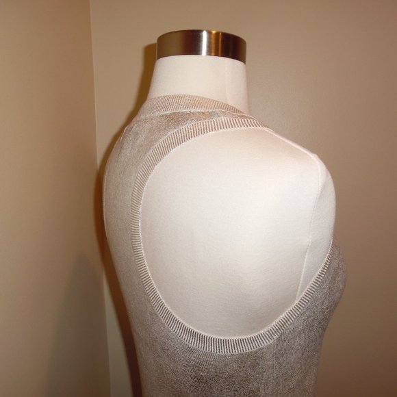 Robert Rodriguez Metallic Laminated Silver Ribbed Knit Coated Cocktail Tank Top - Picture 7 of 10